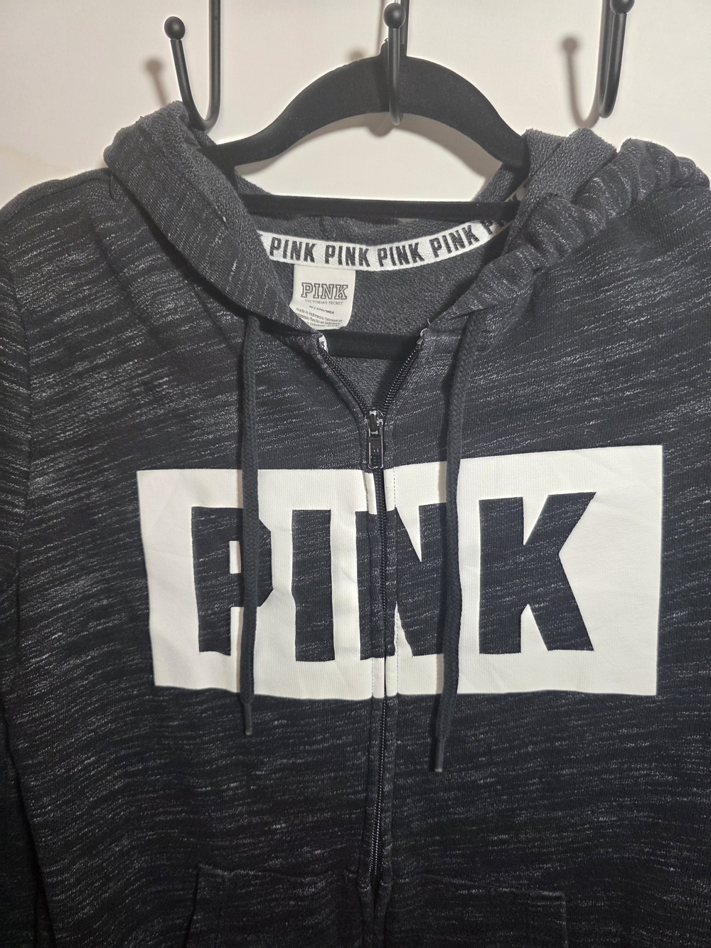 PINK Victoria's Secret Gray Marled Full Zip Hoodie Size Medium - Picture 2 of 9